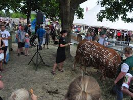 Udskæringer malet på en limousineko til ære for publikum