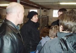 6. februar - Solvejg (i midten) fortæller de besøgende om gårdens Limousiner