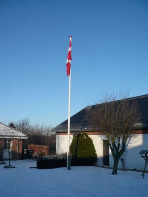Jylland - En frostklar dag, hvor flaget bare hang slapt ned ad flagstangen. Klar til dagen. De første stod i gården kl. 10.00, og de sidste gik kl. 16.45.